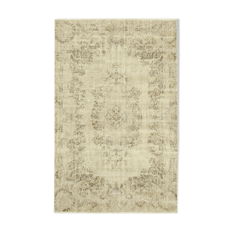 Tapis décoratif beige oriental fait à la main 198 cm x 314 cm