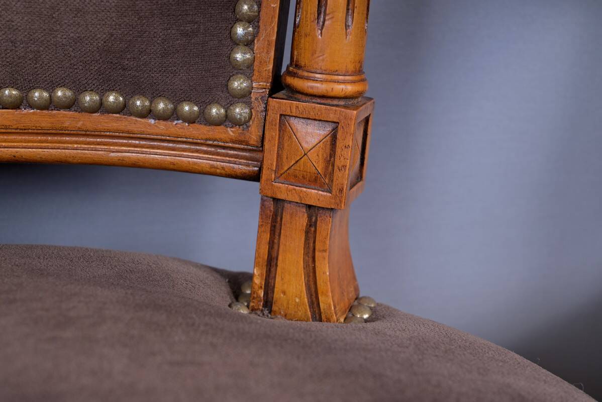 Pair of stained beech armchairs, Louis XVI style – 1950