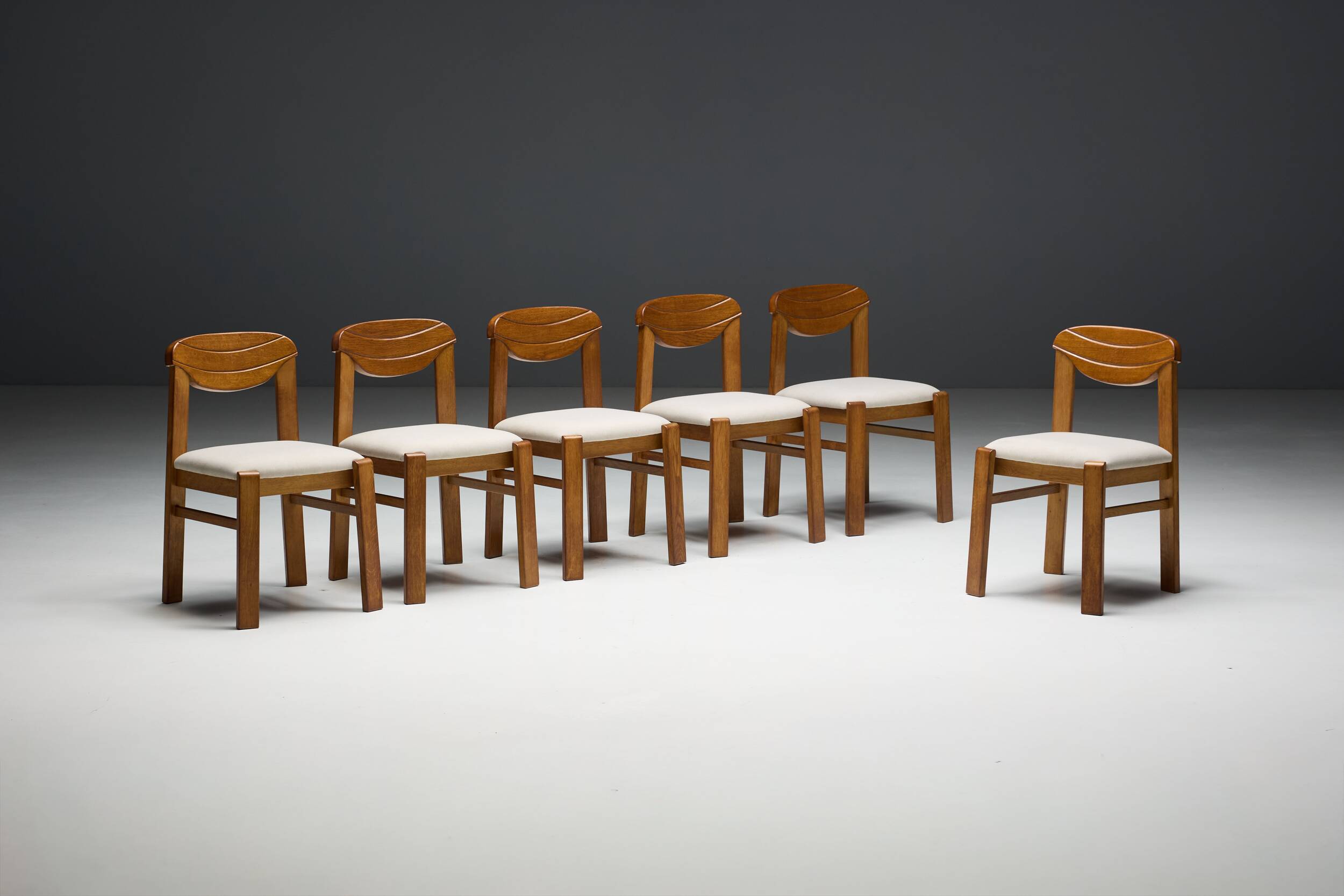 Brutalist dining chairs, France, 1960s