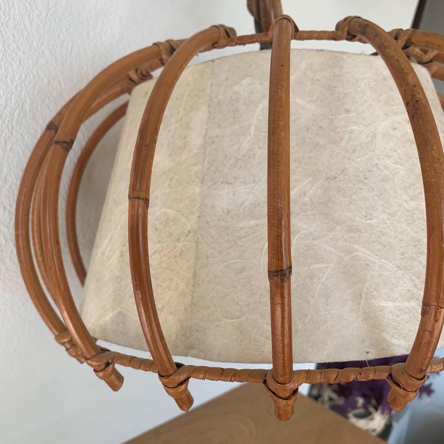 ▪️Lot Suspension And Wall Lamp Wicker Louis Sognot 50-60's Bohemian Chic Vintage