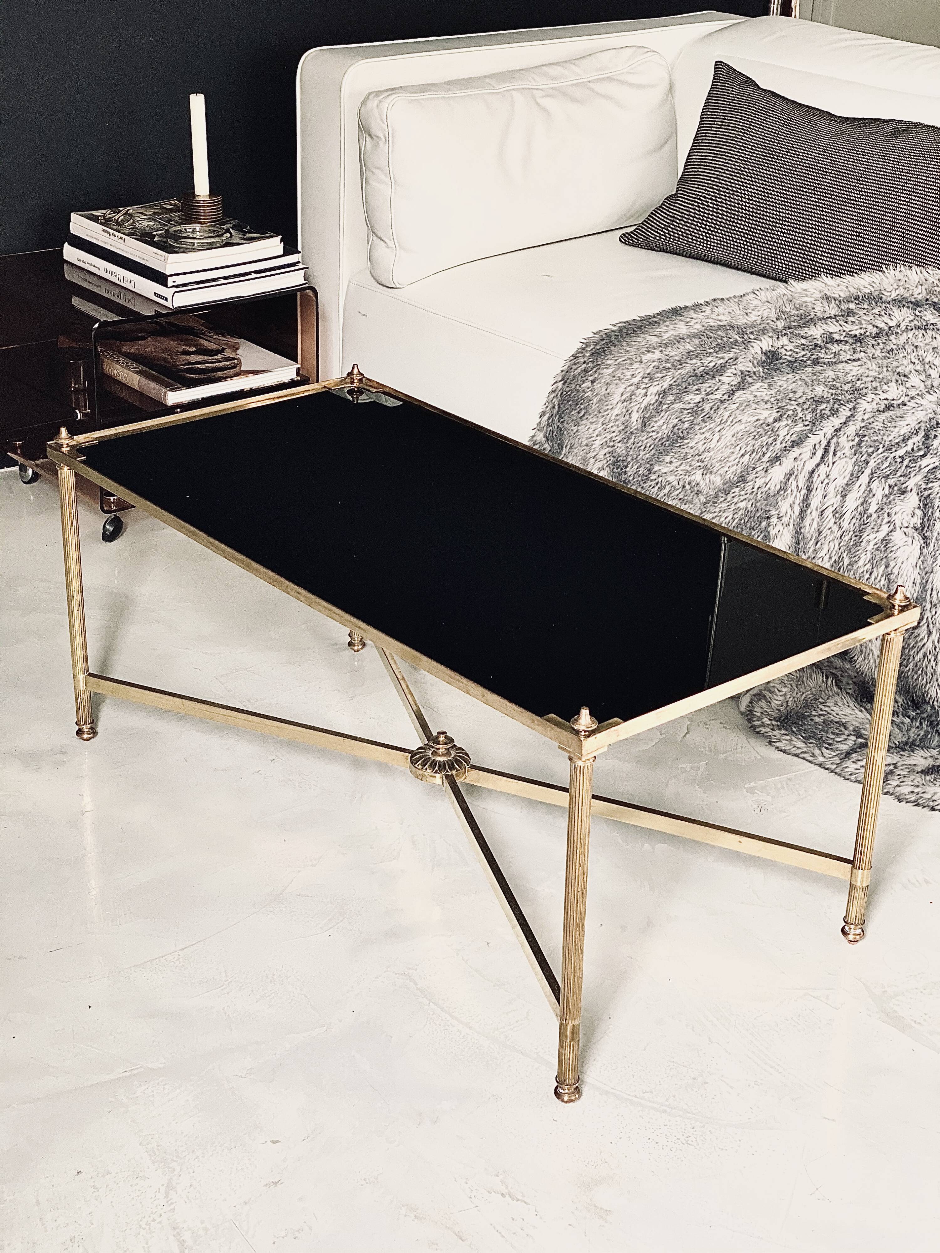 Coffee table glass and brass