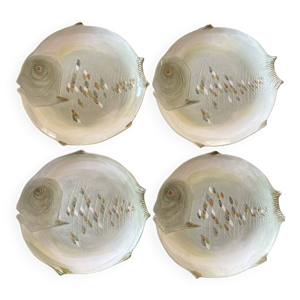 Assiettes poisson signées