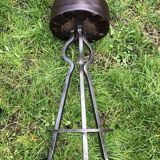 Vintage leather and wrought iron bar stools