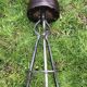 Vintage leather and wrought iron bar stools
