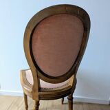 Louis XVI armchair with patina and antique velvet