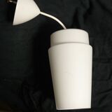 Cylindrical opaline pendant lamp ceiling light Modernist design 1960