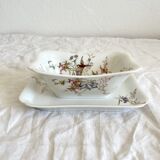 Rectangular sauce boat in Haviland Limoges porcelain with bird decoration