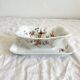 Rectangular sauce boat in Haviland Limoges porcelain with bird decoration