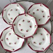 Set of 5 flat plates digoin sarreguemines model aigues-vives hand painted years 30-40