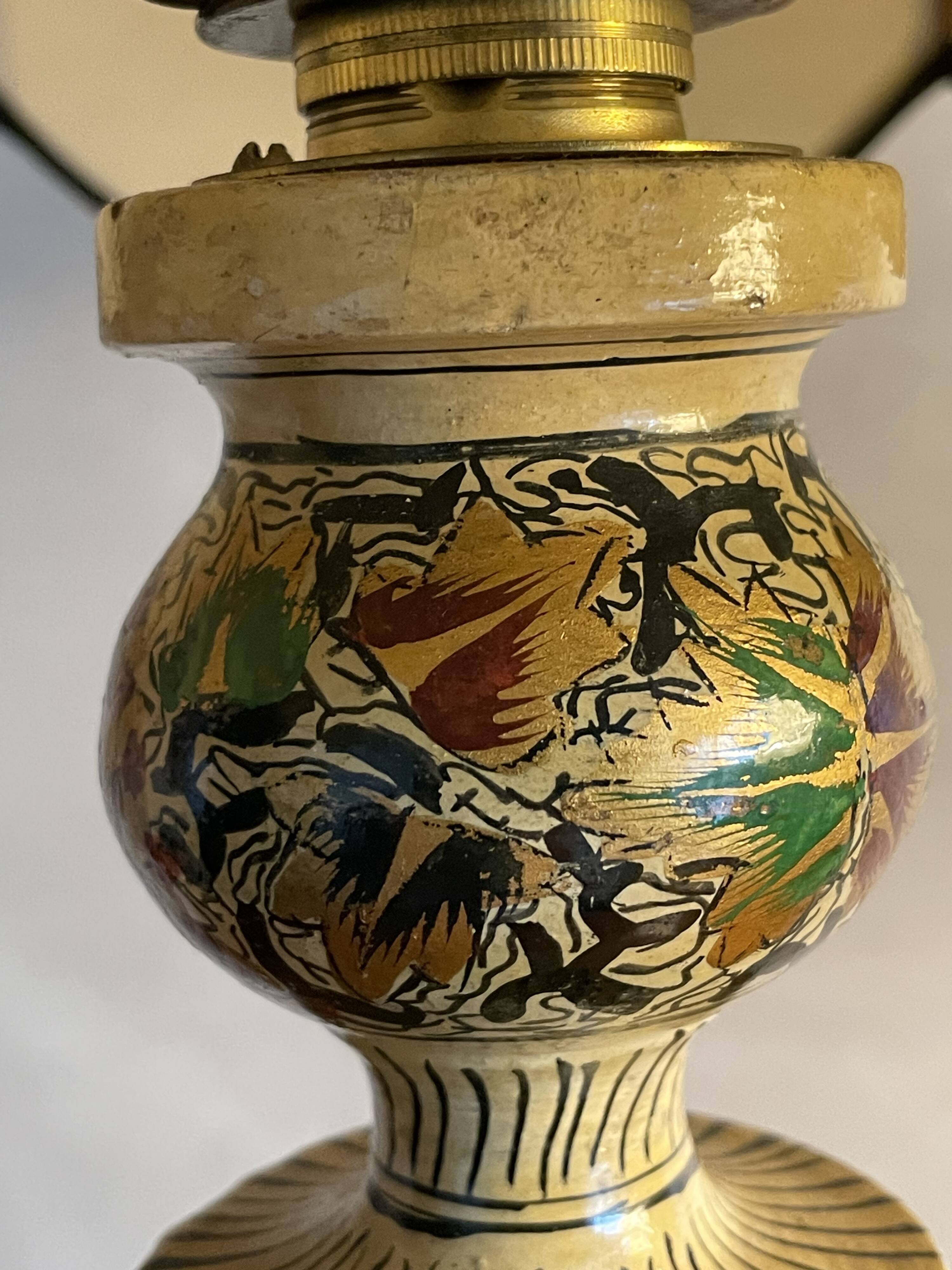 Large painted wooden lamp