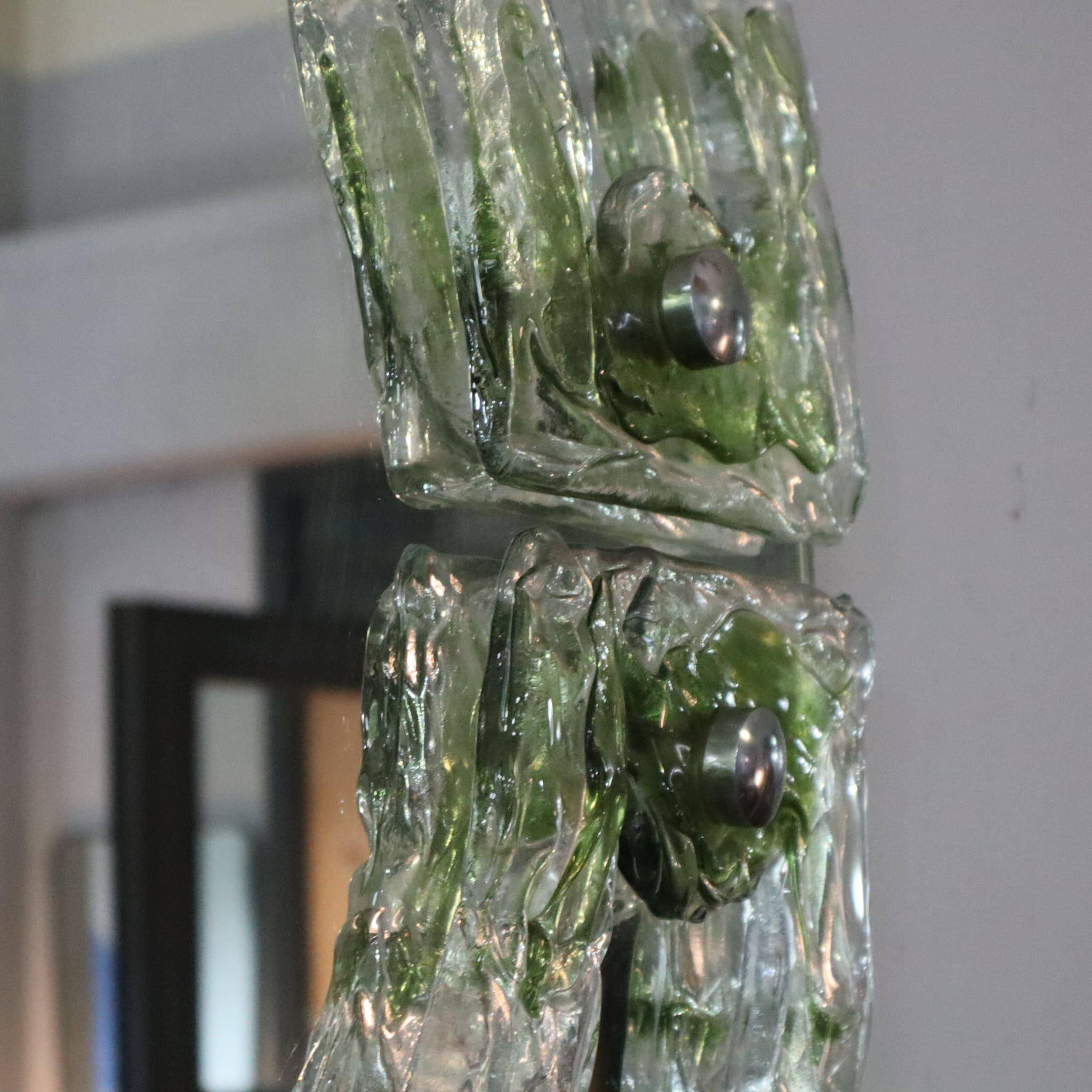 Mid-century round green Murano glass Italian mirror by Mazzega, 1960s