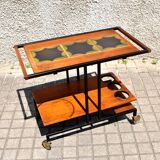 DESIGN BAR table on wheels Serving trolley ceramic metal and wood 1960-1970