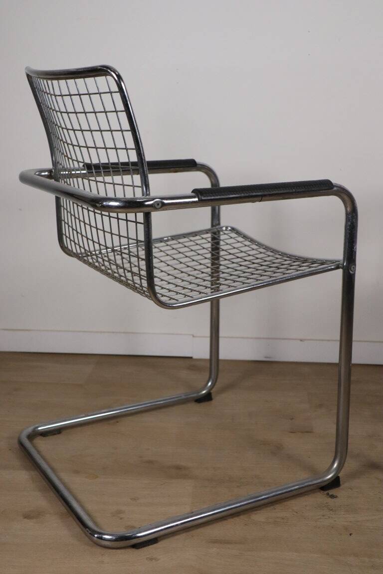 Pair of vintage chrome metal armchairs, 1970