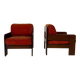 Mid-Century Armchairs, Original Orange Velvet, Italy, 1970s