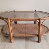 Rattan coffee table smoked glass