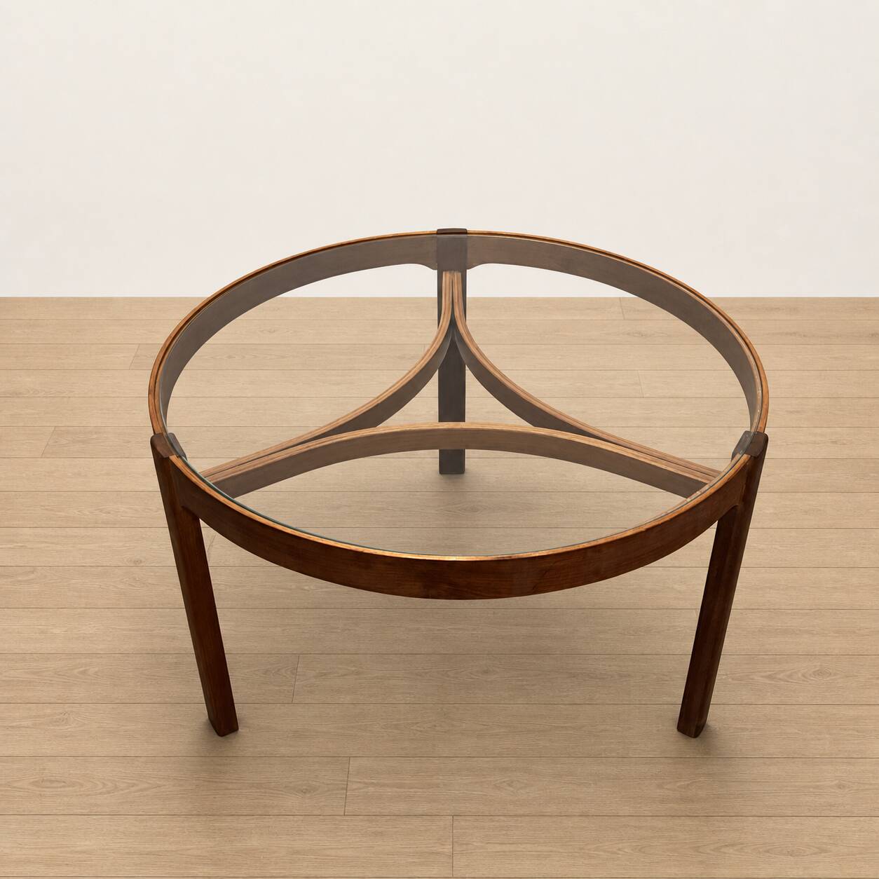 Table basse scandinave en teck et verre