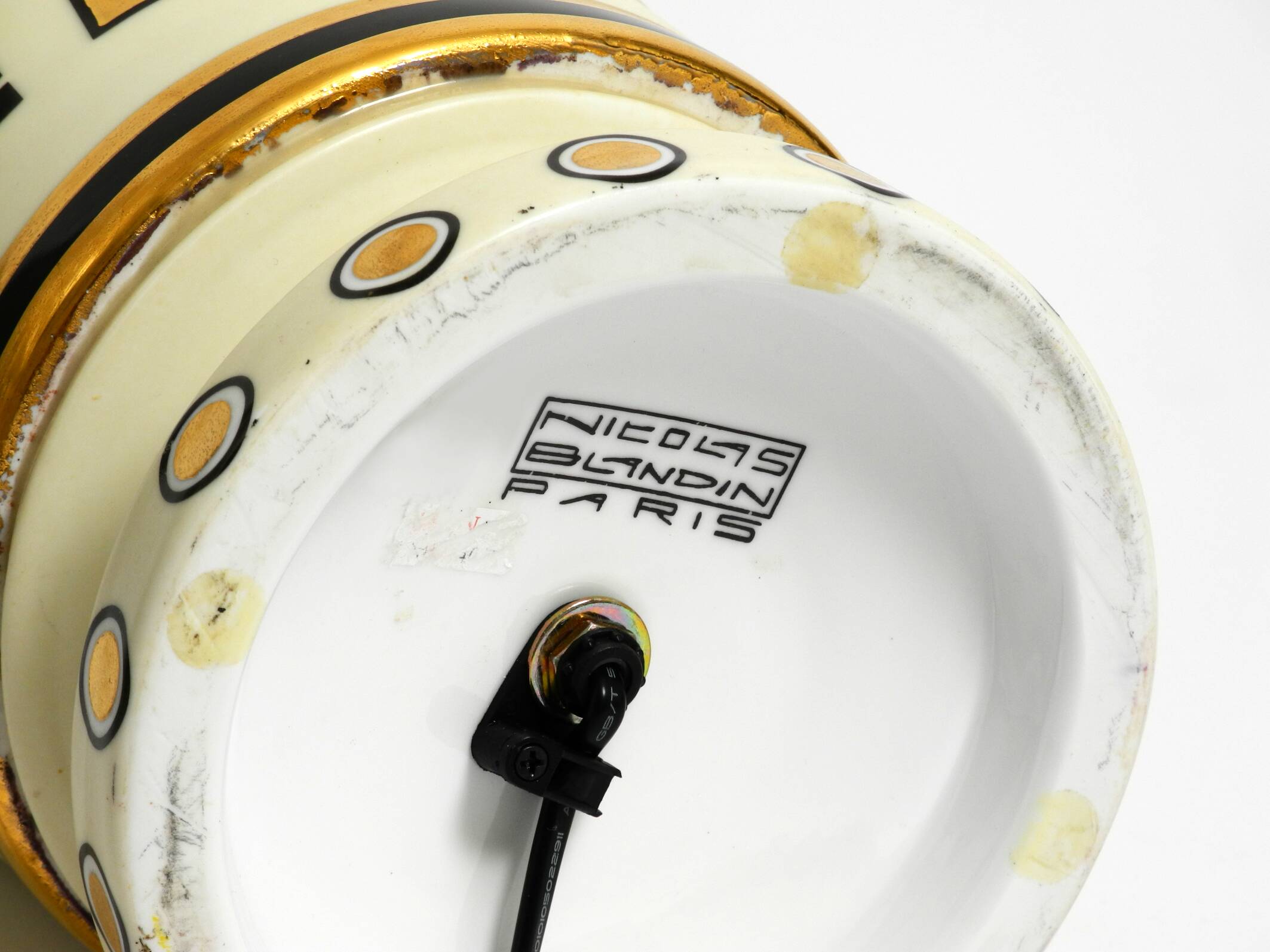 Large ceramic table lamp with Egyptian motifs by Nicolas Blandin, Paris