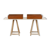 Paire de chevets suspendus modernistes en bois – années 1960