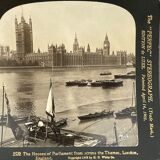 Old photography stereo, stereograph, luxury albumine 1903 Palace of Parliament, London