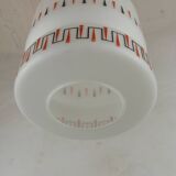 Vintage opaline glass pendant light with geometric design, 1960s Lunel style