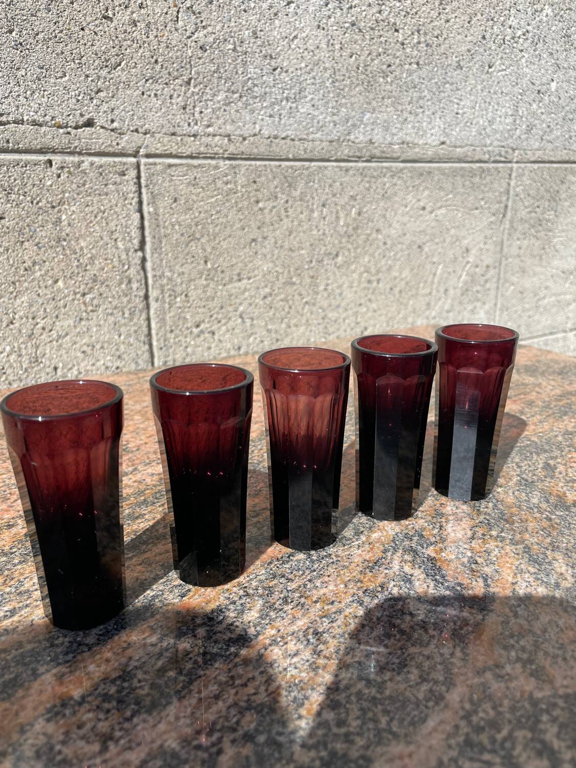 5 old liquor glasses