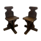 Pair of brutalist oak stools