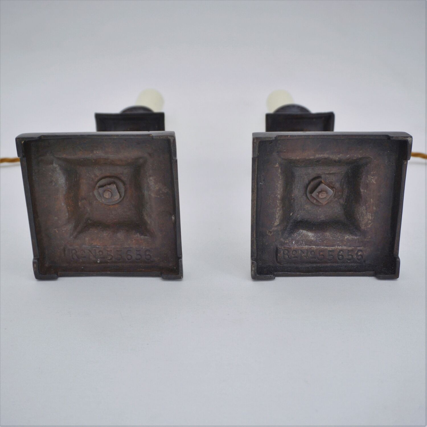 Pair antique candlestick table lamps 1890