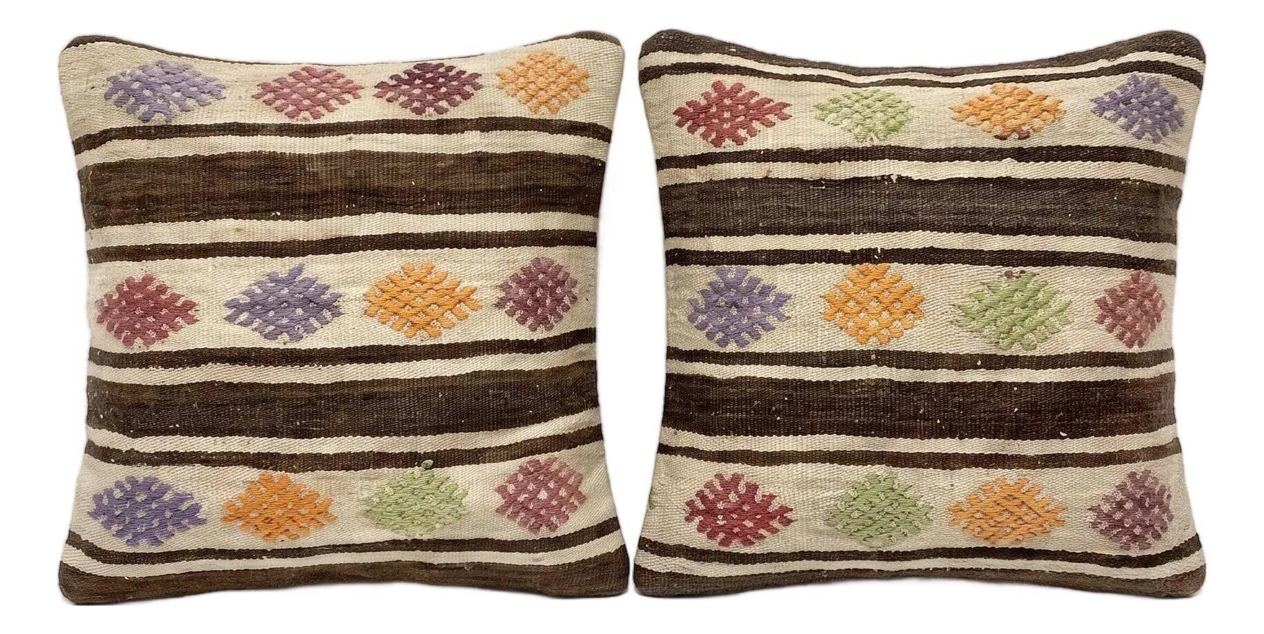 Set of 2 vintage kilim cushion covers 61x61 cm
