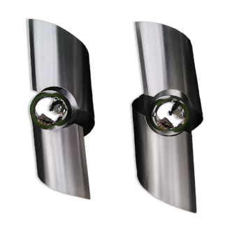 Pair vintage wall lamps space age