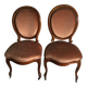 Paire de chaises médaillon style Louis Philippe en velours rose