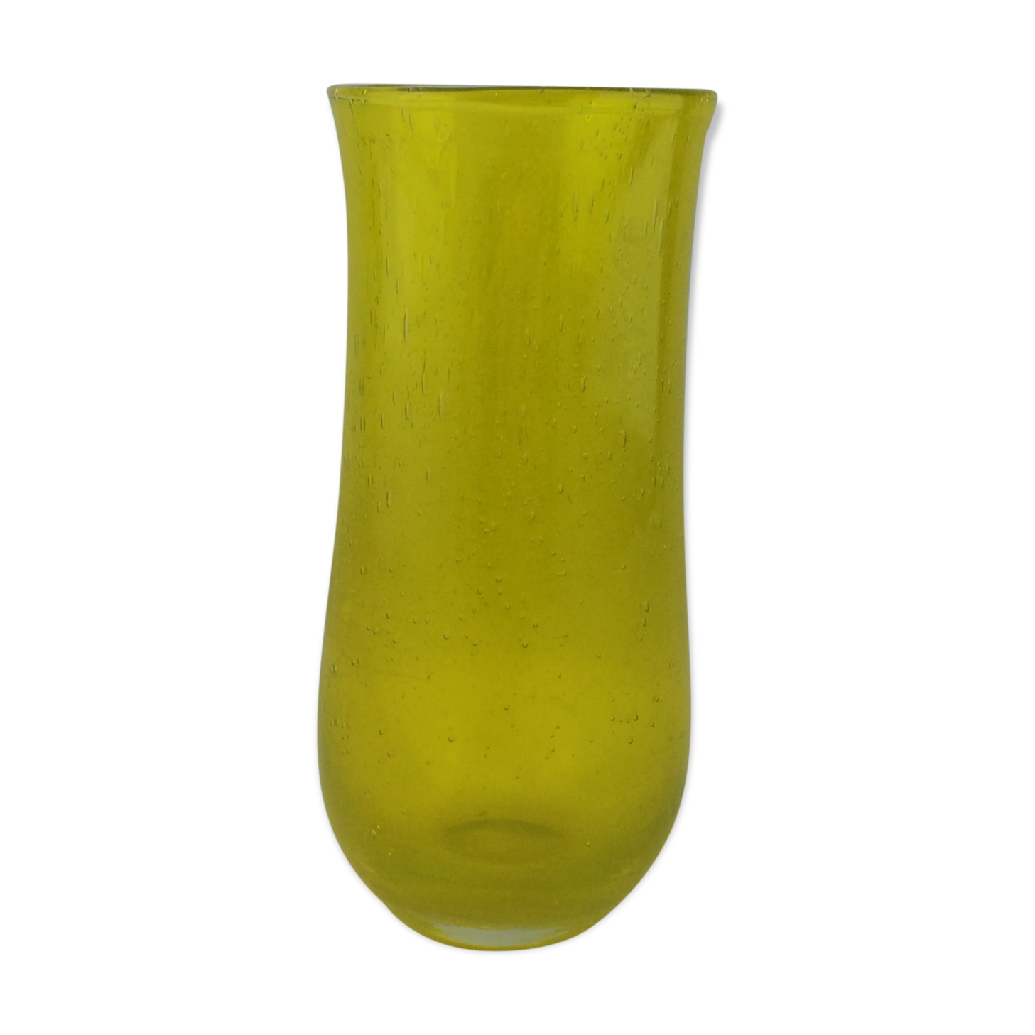 Small vase yellow Biot bubble glass
