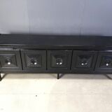 Ebonized wooden brutalist credenza, 1970s