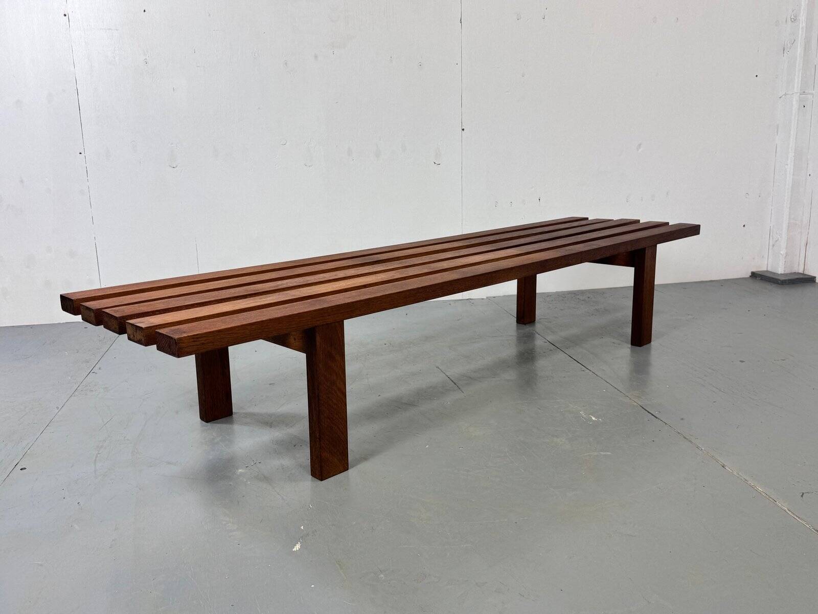 Mid-century modern brown wood slatted coffee table by Martin Visser for 't Spectrum, 1960s