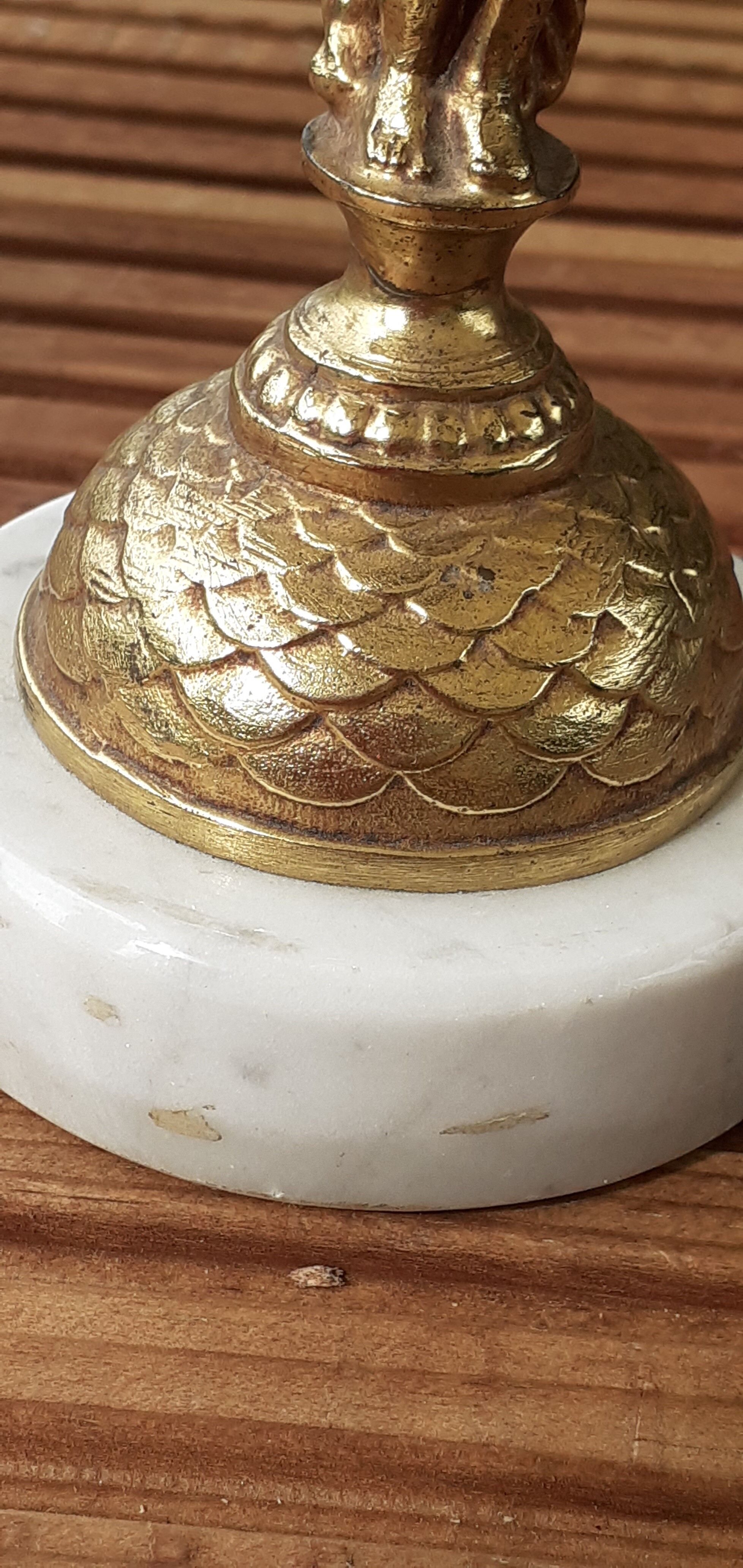 cherubic bronze lamp foot on marble base