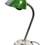 Lampe de table de banquier vintage en émail vert, années 1950