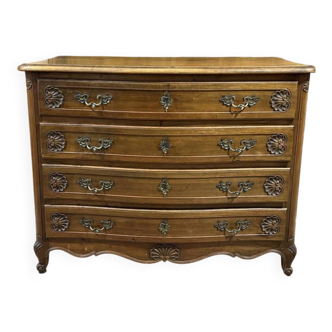 Curved commode in Louis XV style made of walnut.