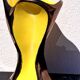 Bicolour yellow and black vase, vintage seventies design, Ceramidi