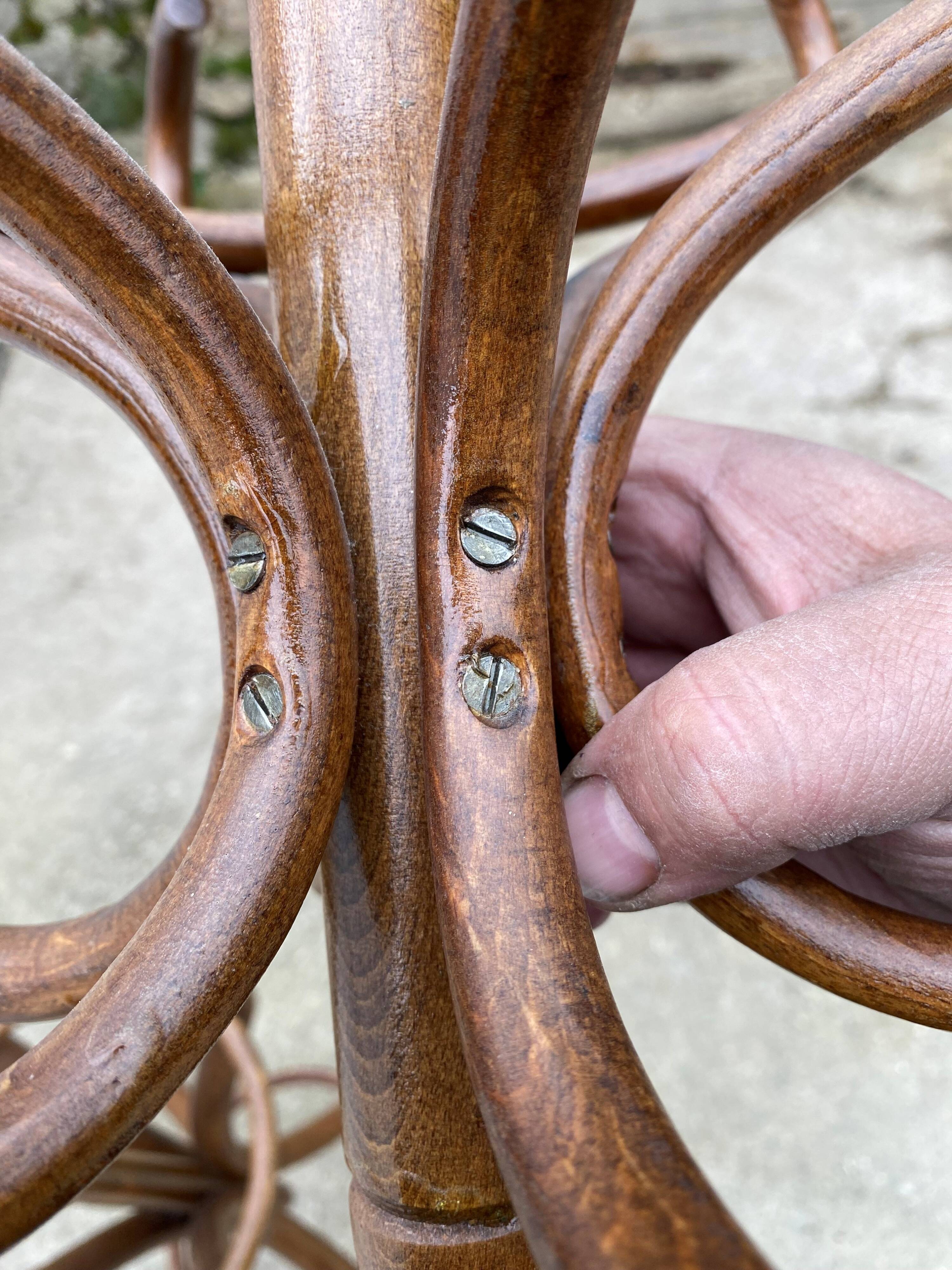 1960s bistro swivel parrot coat rack, curved wood