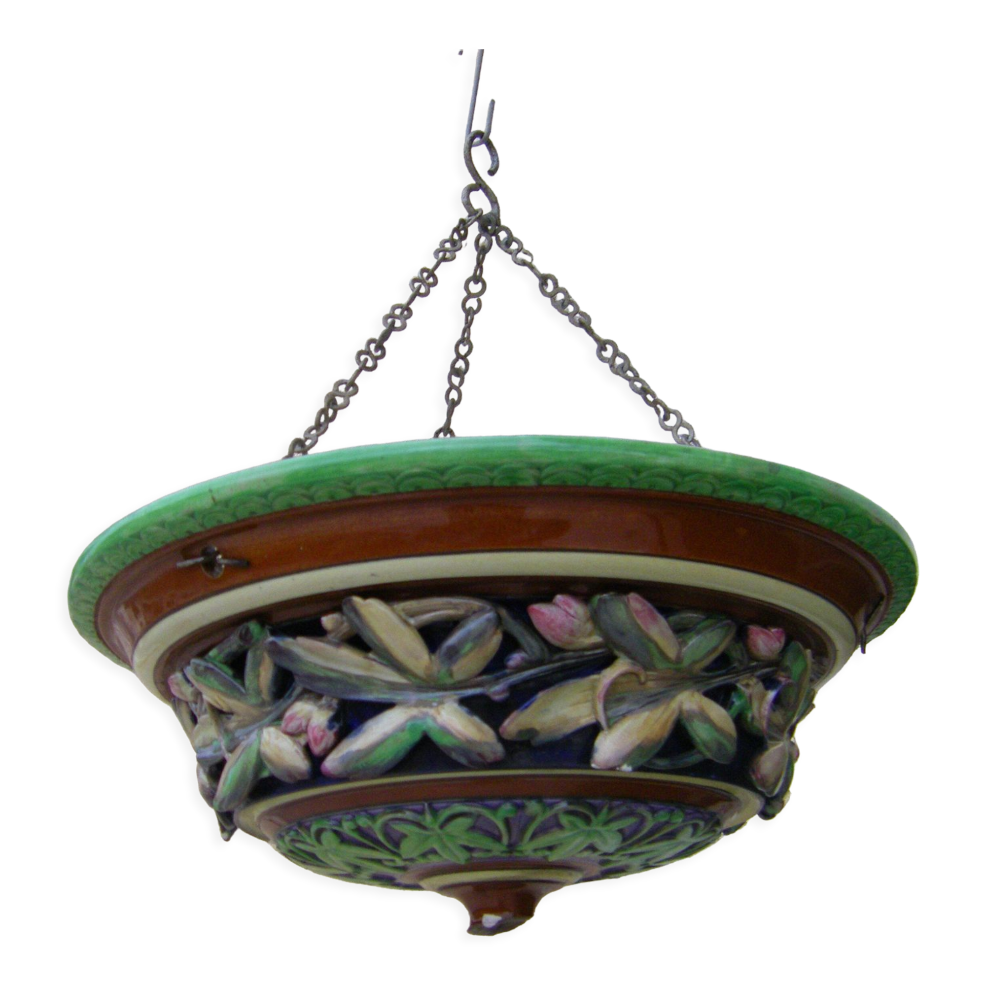 Hanging planter in earthenware from Sarreguemines