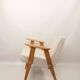 Vintage armchair beige and oak wood modern design 366