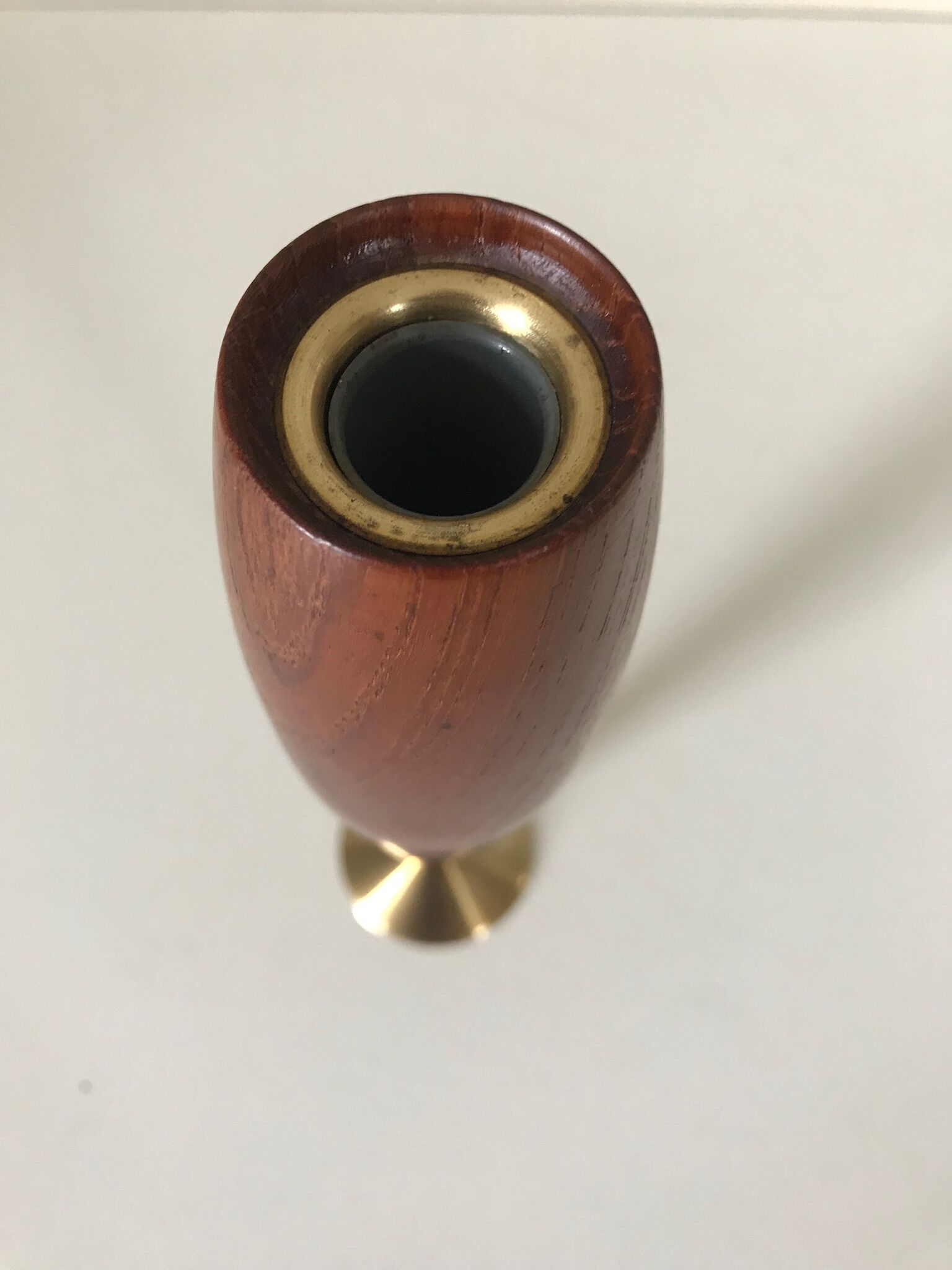 Candlestick Scandinavian brass and teak design 60s