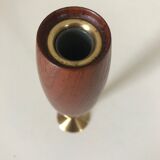 Candlestick Scandinavian brass and teak design 60s