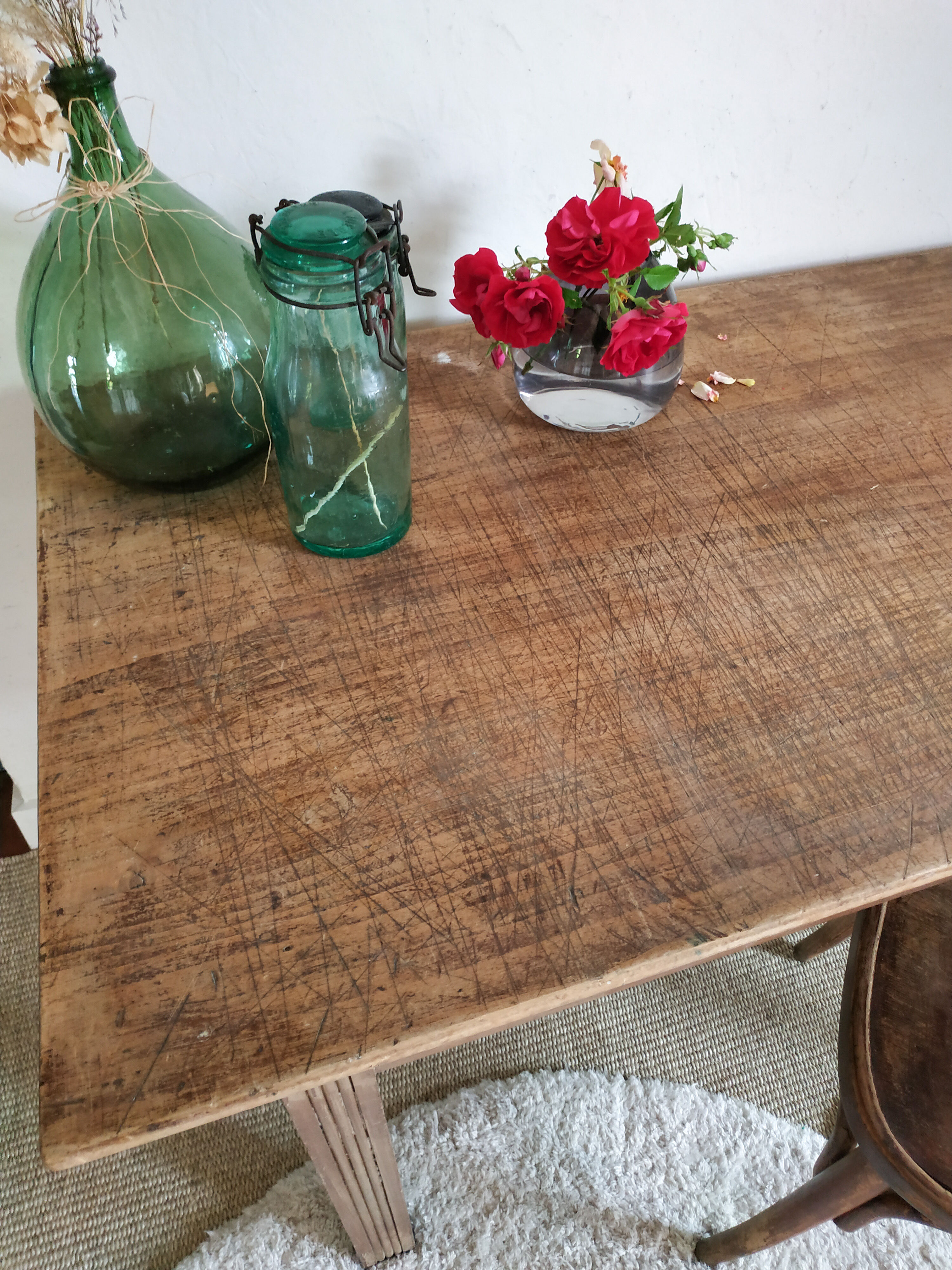 Old wooden farm table