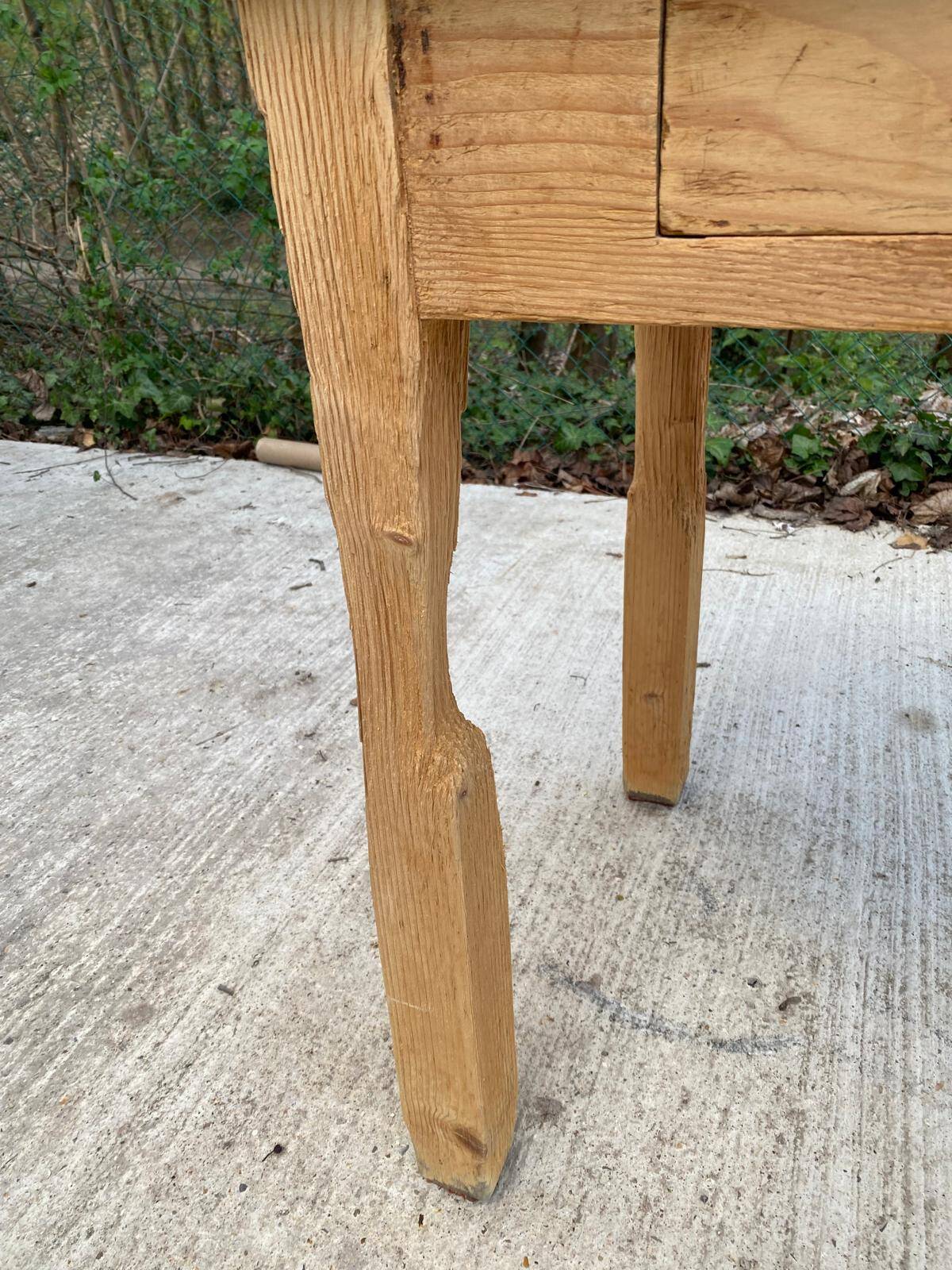 Renovated Parisian desk in raw solid wood with 2 drawers