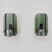 Pair of Italian wall lights in transparent blue-grey glass from the 70s