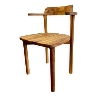 Chaise brutalist en teck