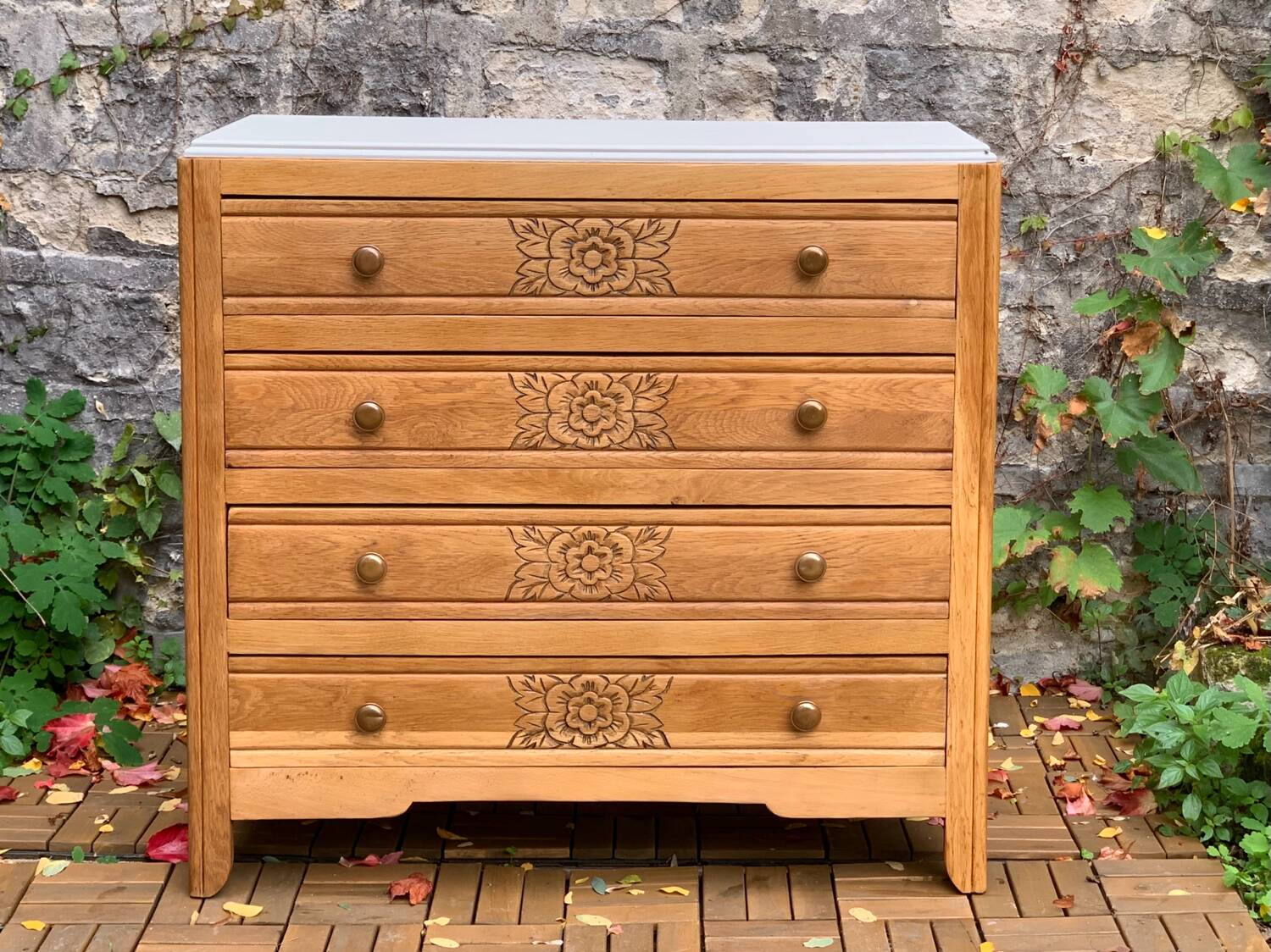 Art deco raw oak chest of drawers 1930