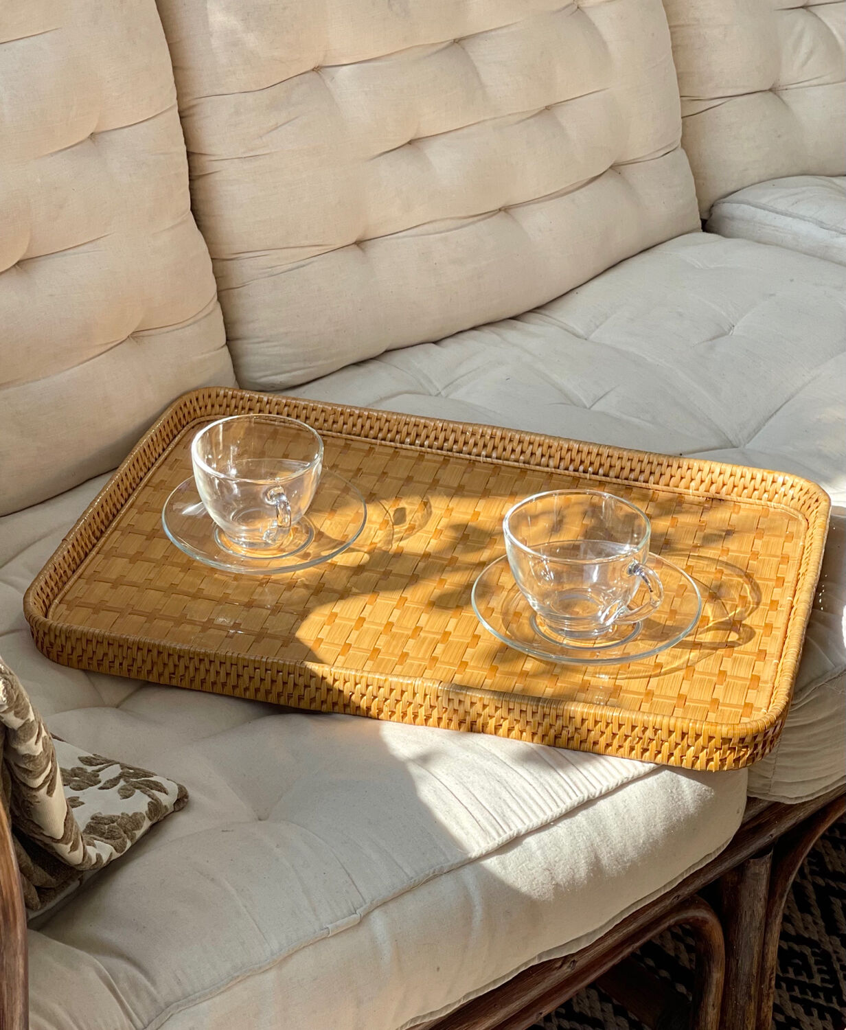 Vintage rattan tray