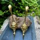 2 lion coat hooks in solid brass Art Nouveau