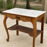 Louis XV dressing table in solid oak and white marble
